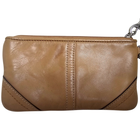 Coach Cognac Brown Leather Wristlet Wallet Clutch Purse 4" X 7" - Picture 4 of 13